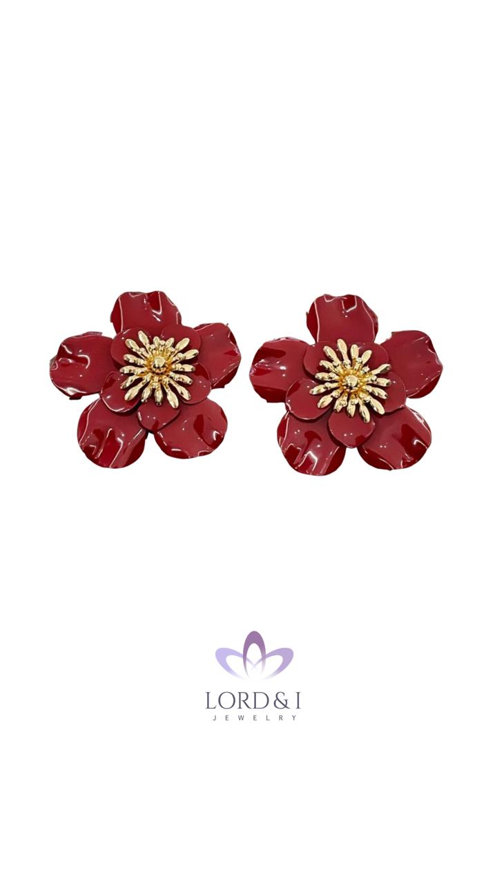 Aretes flores rojas