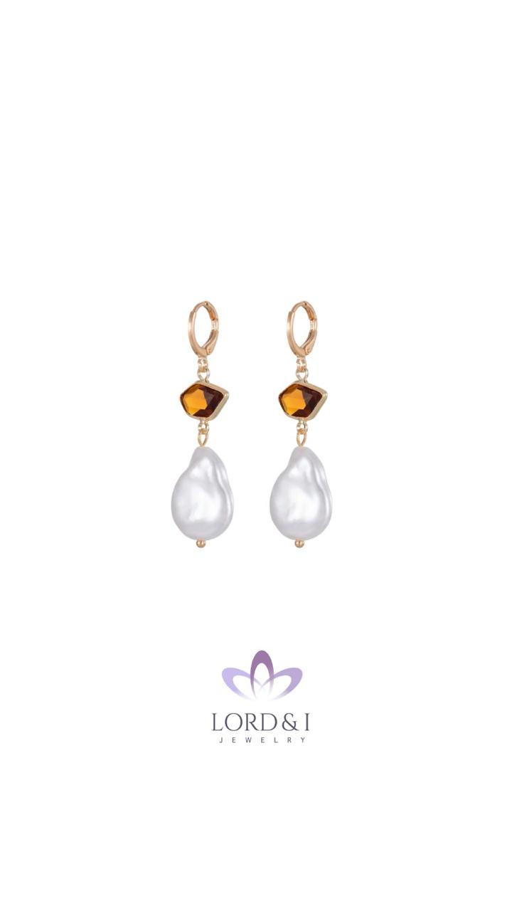 Aretes con perla y cristal