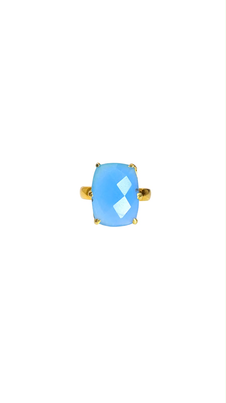 Anillo con gema Calcedonia diamantada talla 8