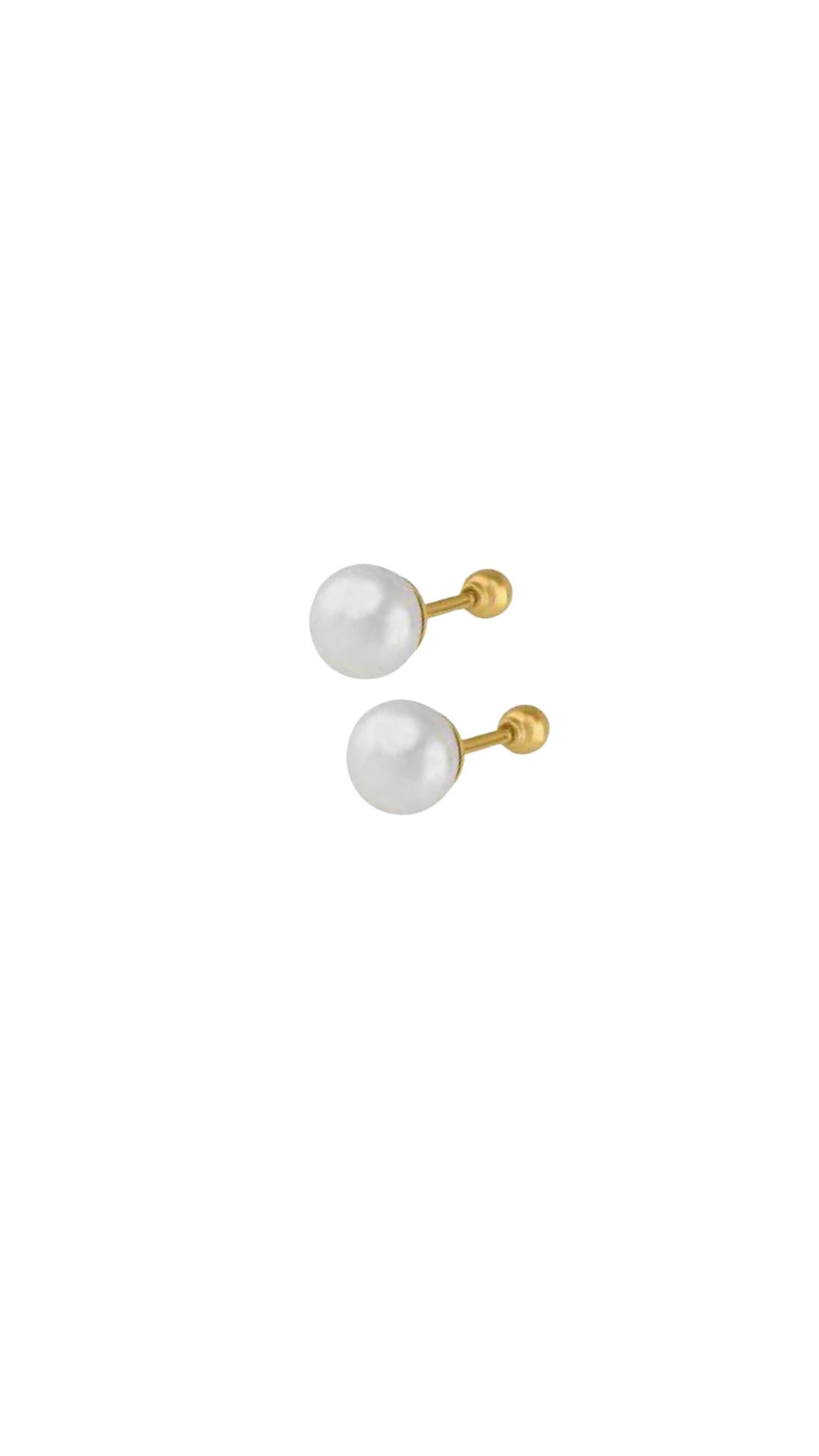 Aretes con perlita broche bolita