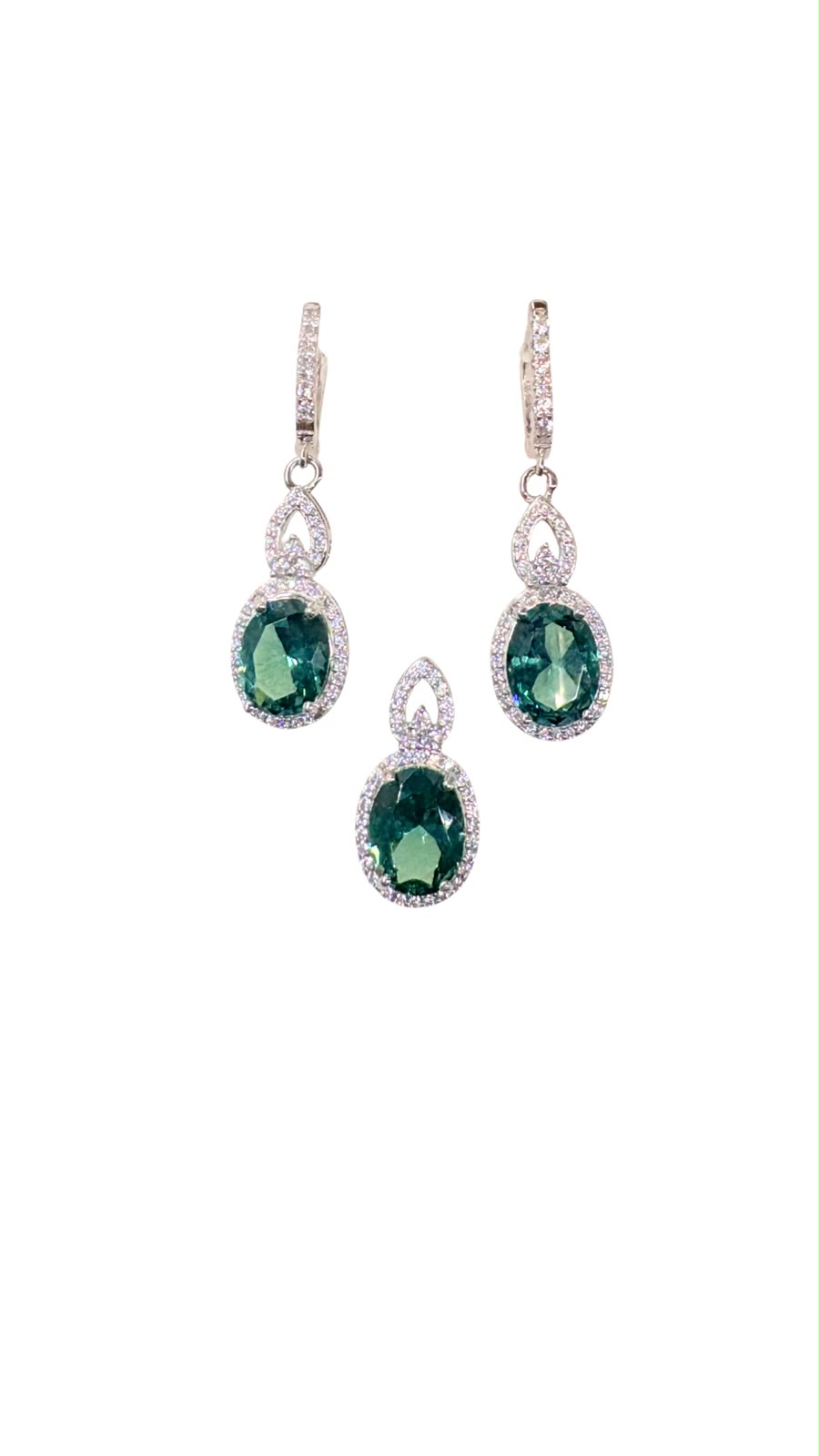 Set con gema Turmalina Paraiba y Circonias