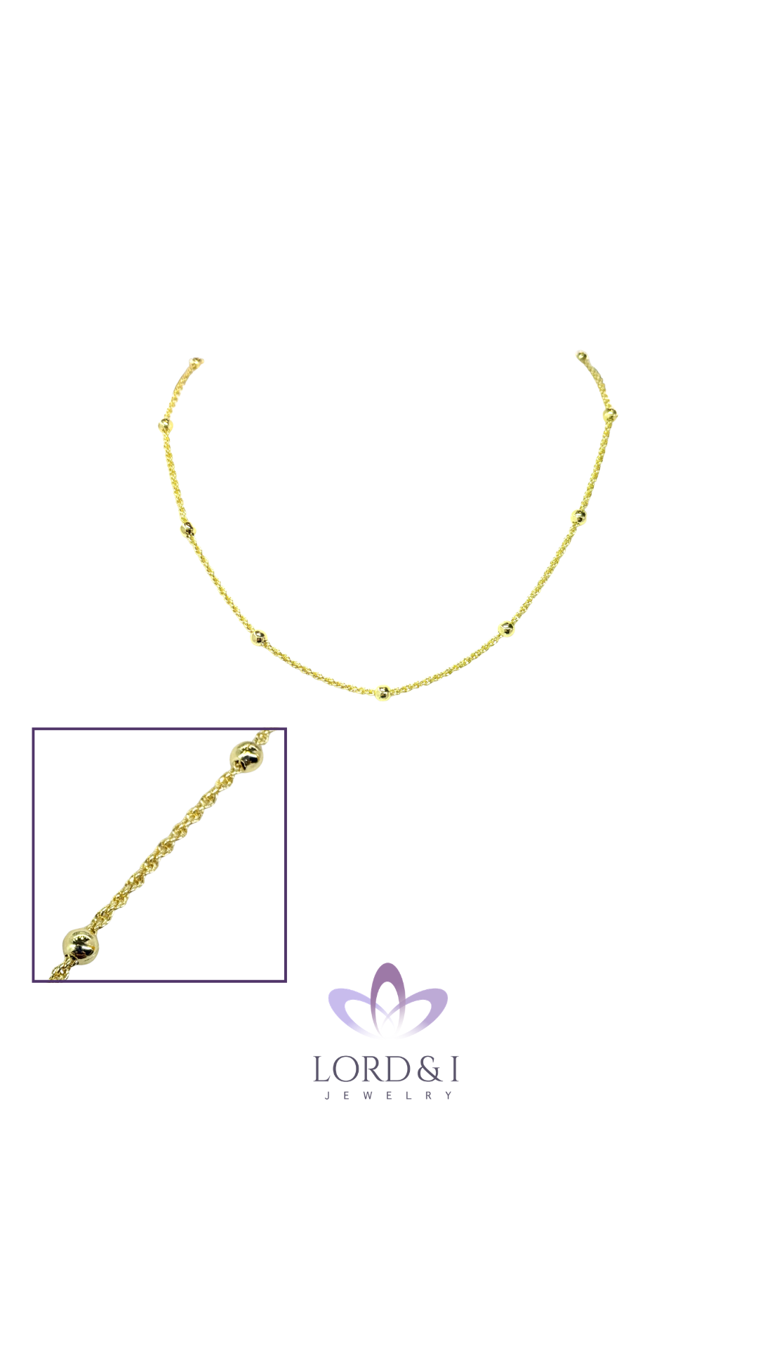 Cadena lazo y bolitas