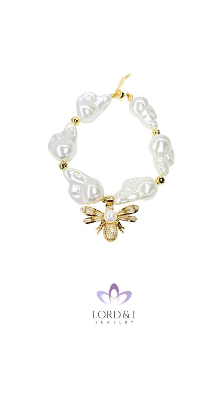 Pulsera abeja y perla