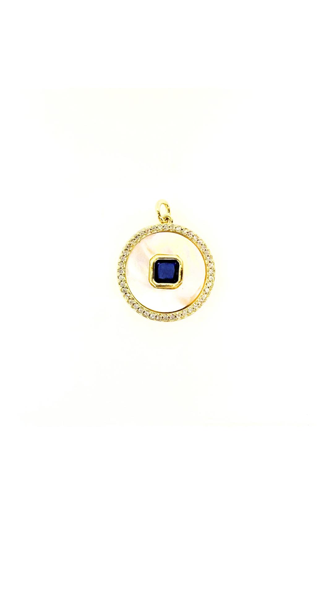 Dije de Madreperla y Circonia azul