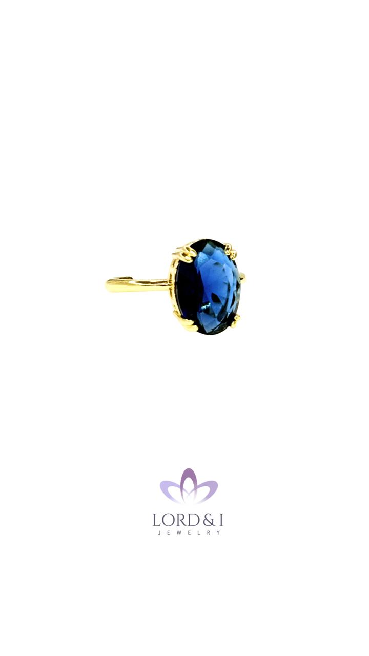 Anillo ovalo azul