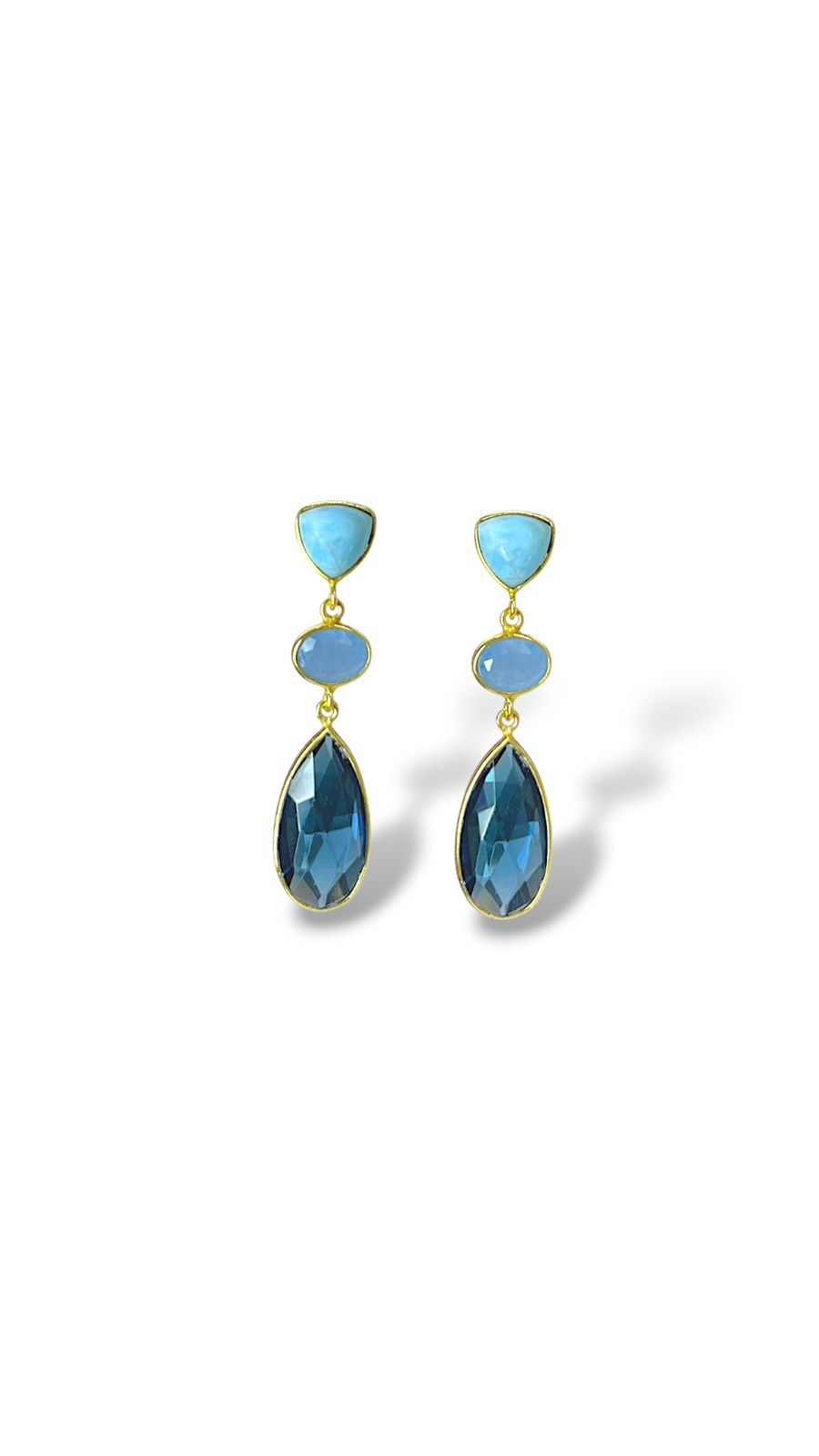 Aretes con gemas Larimar Calcedonia