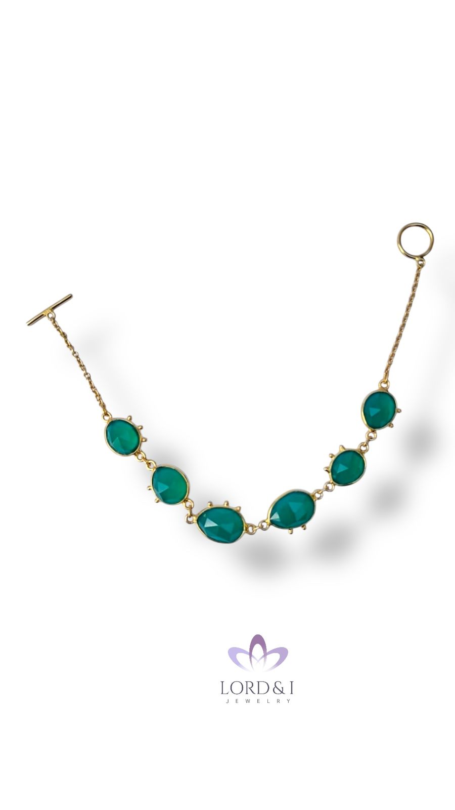 Pulsera con gema Ónix verde