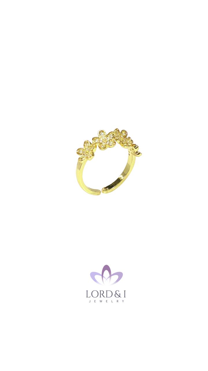 Anillo 4 florecitas micropave