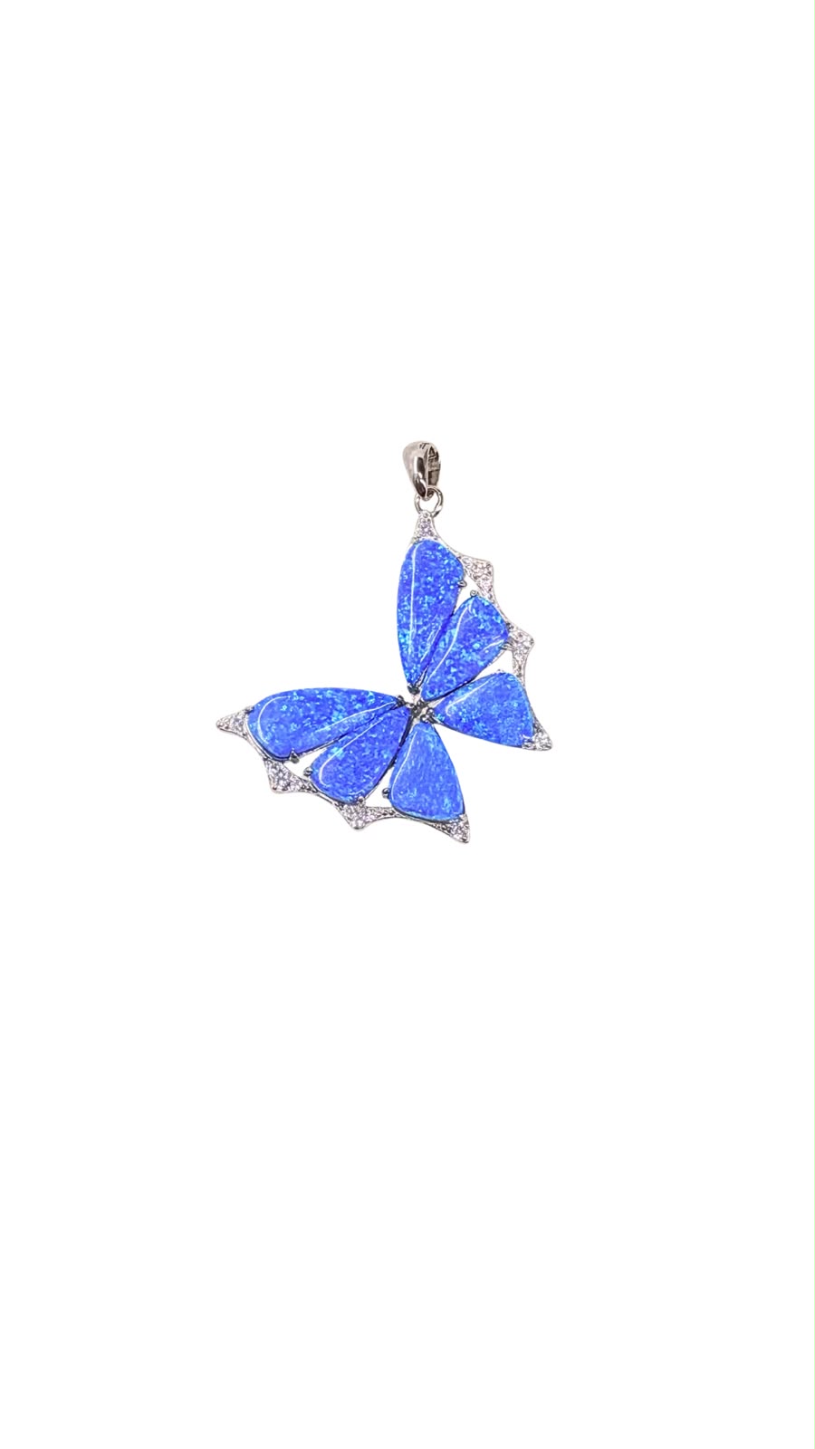 Dije diseño mariposa con gema Ópalo