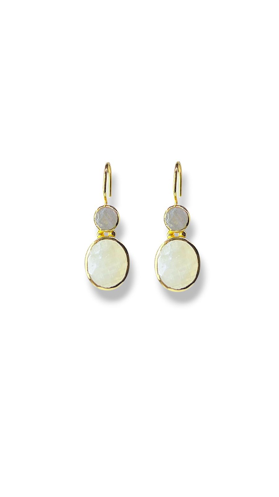 Aretes con gema Labradorita y gema Luna