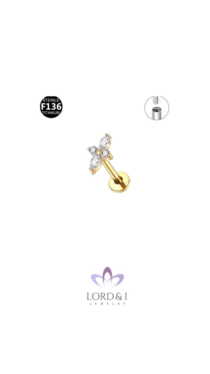 Arete piercing diseño florecita