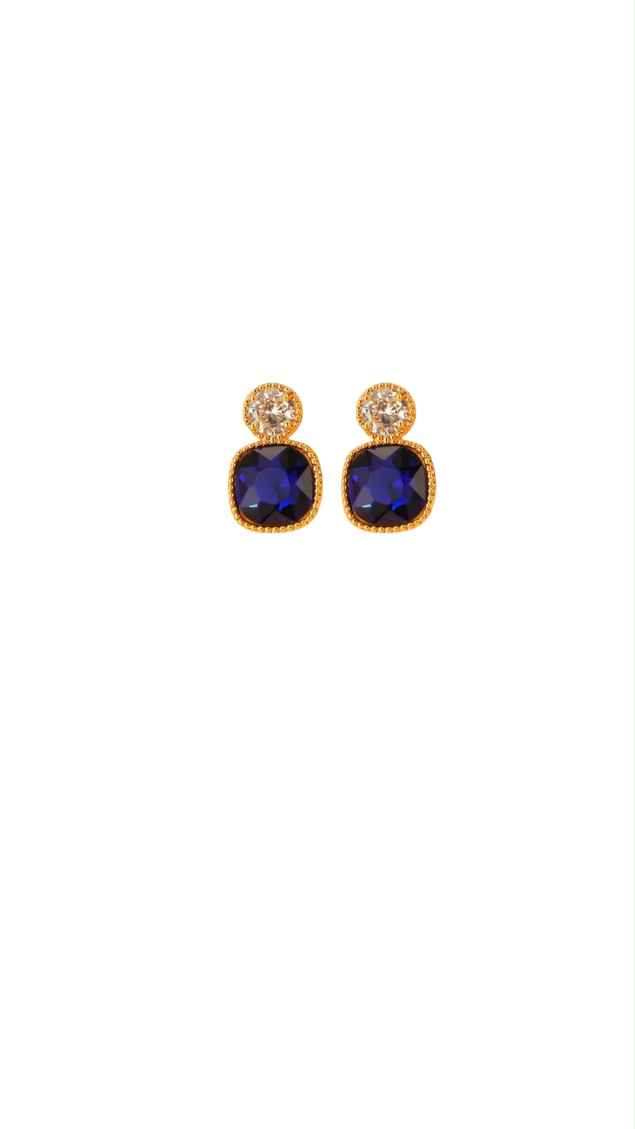 Aretes cristal transparente y azul