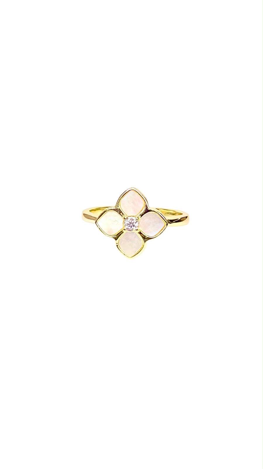 Anillo con flor de Madreperla