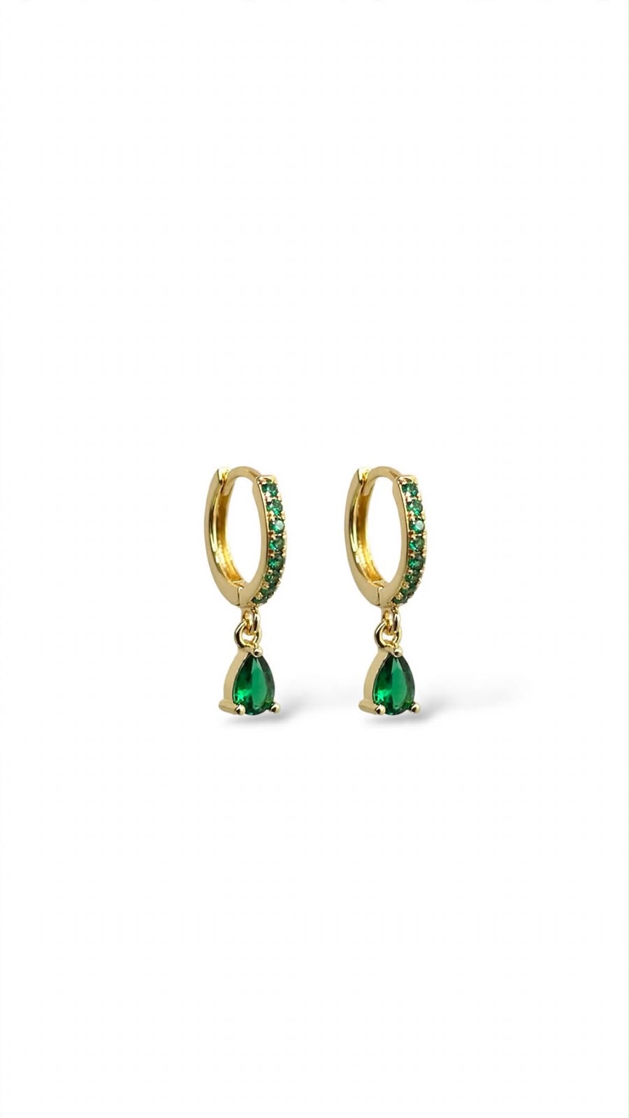 Argollas pequeñas con gota verde