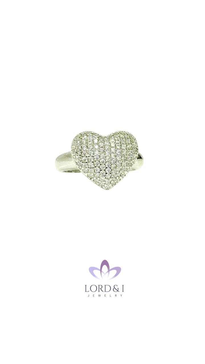 Anillo corazón de micropave