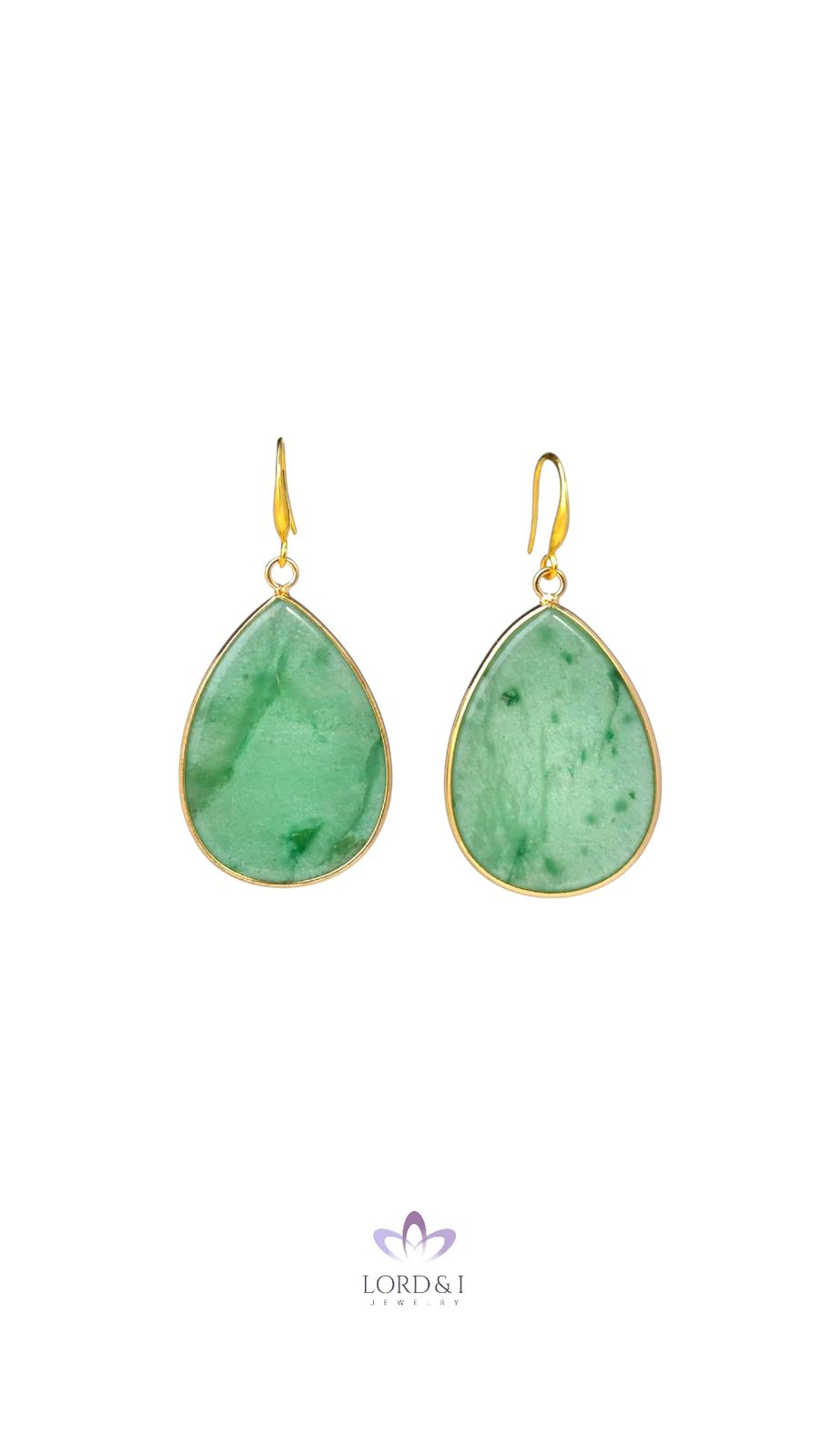 Aretes gota gema verde Aventurina