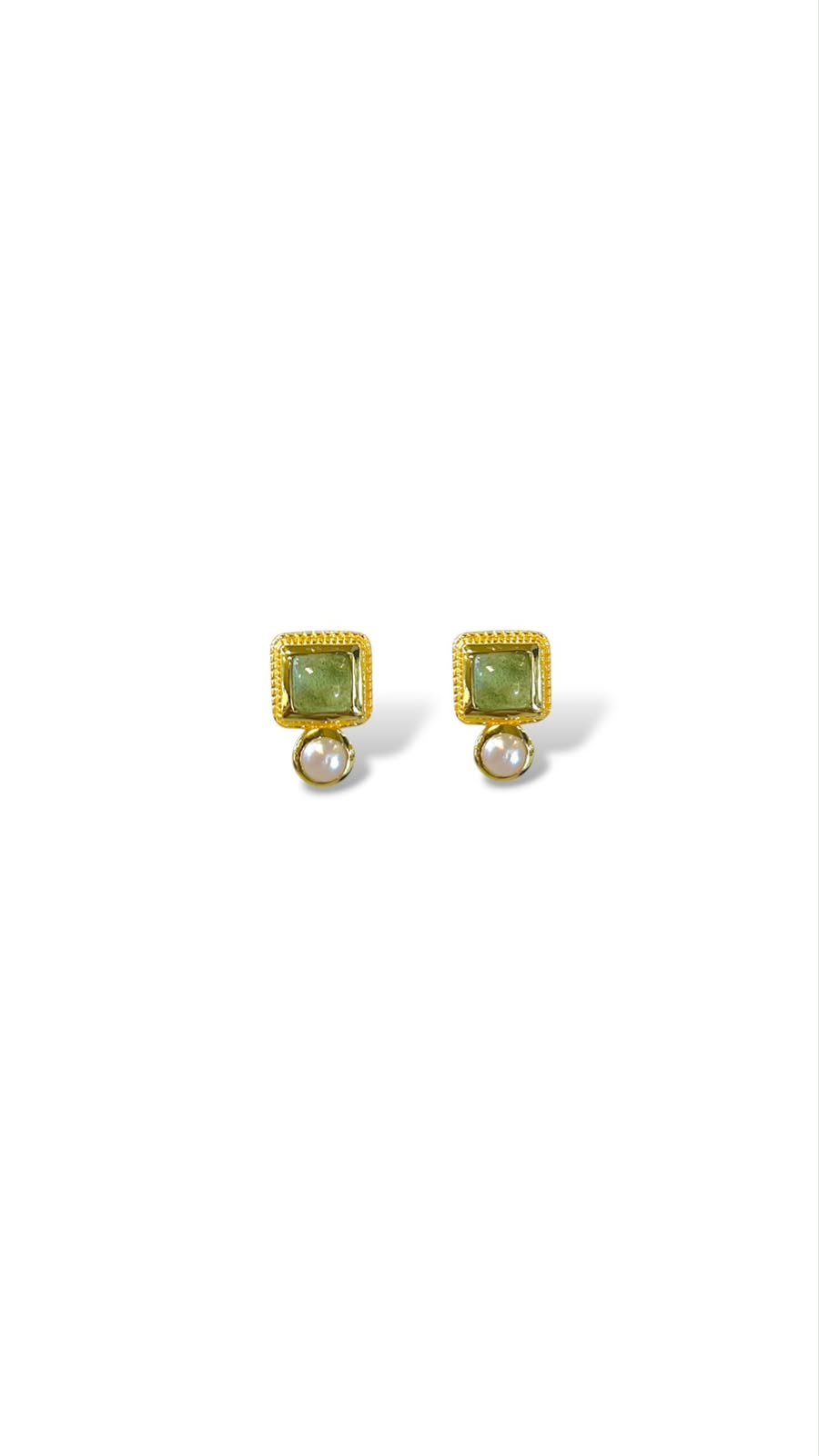 Aretes con gema Calcedonia y Perla cultivada