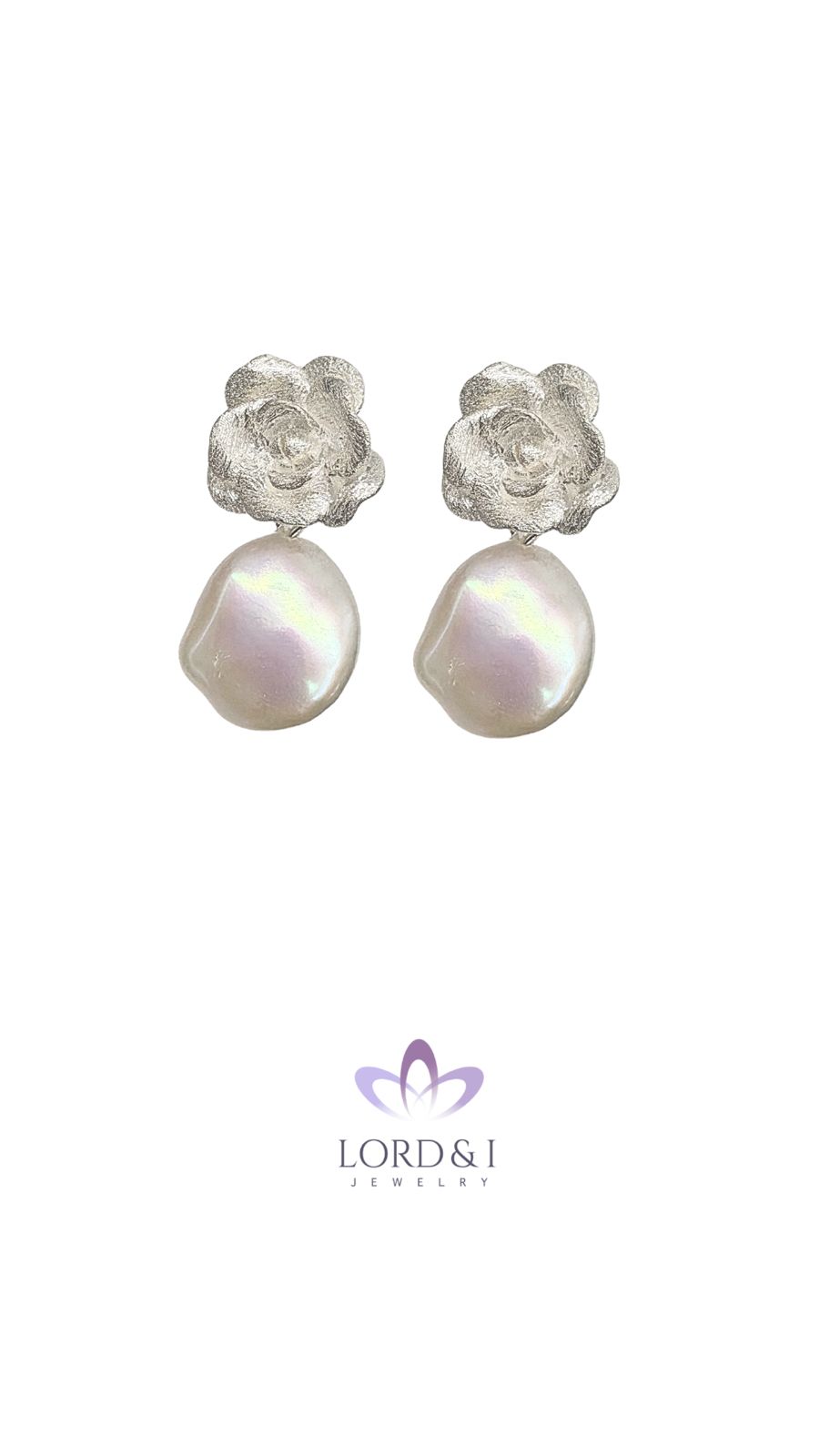 Aretes rosa con perla