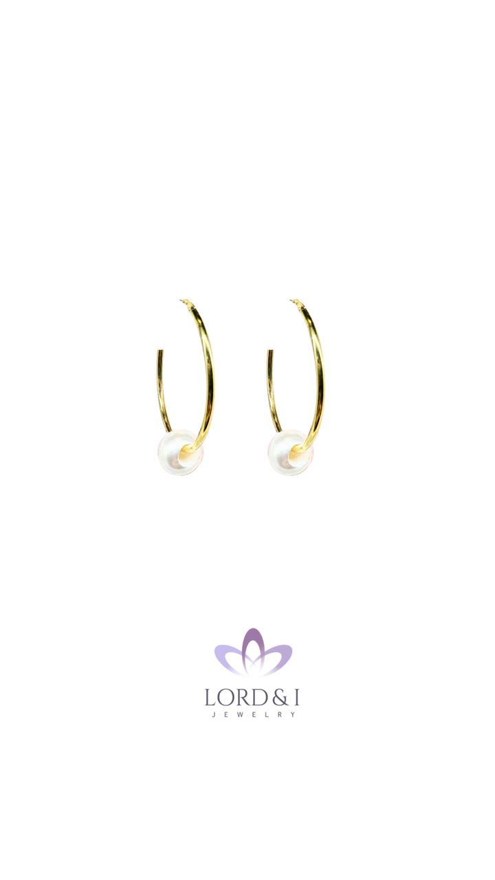 Argollas 25mm de diámetro con perla