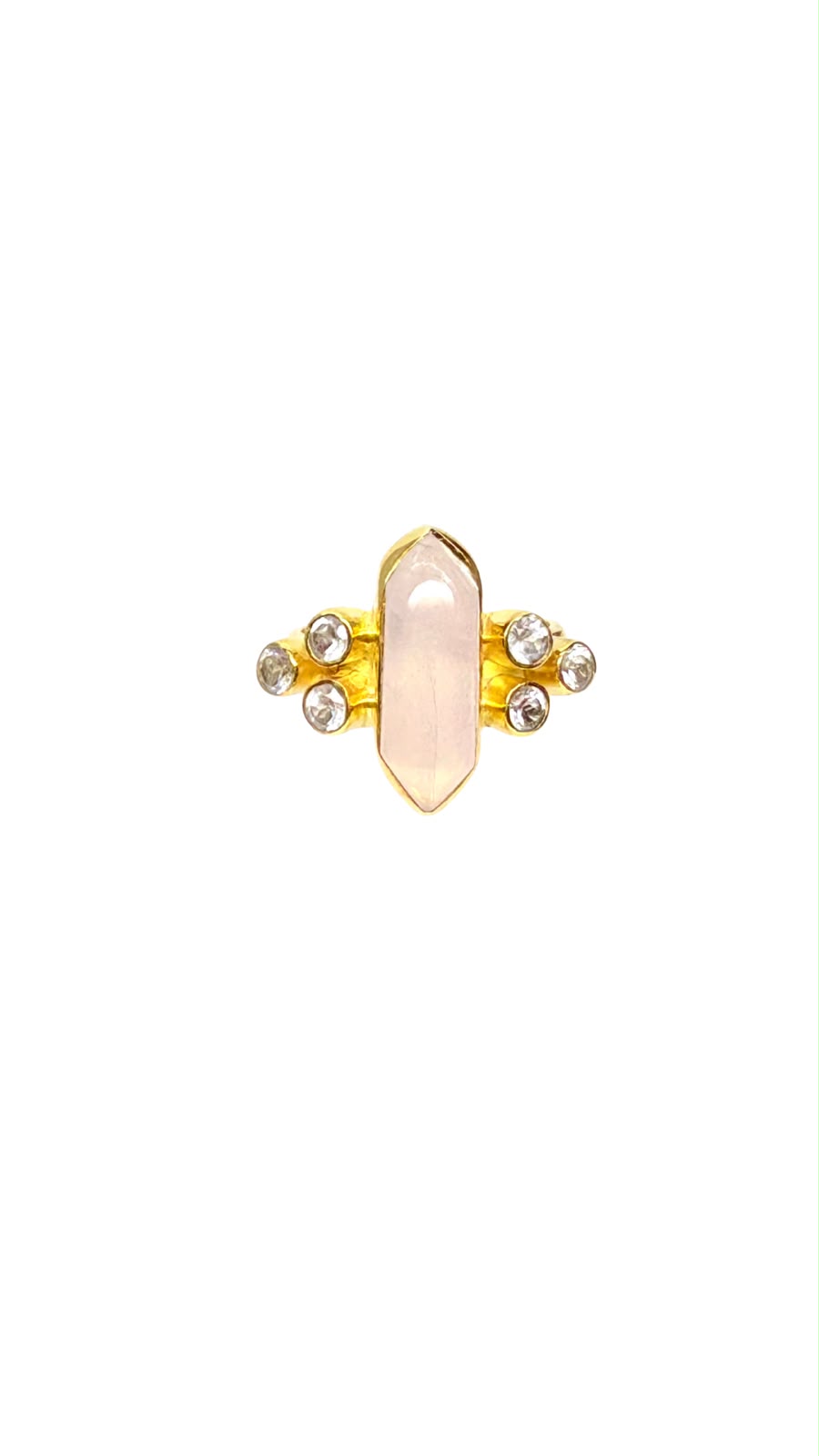 Anillo con gema Cuarzo y Circonias talla 8