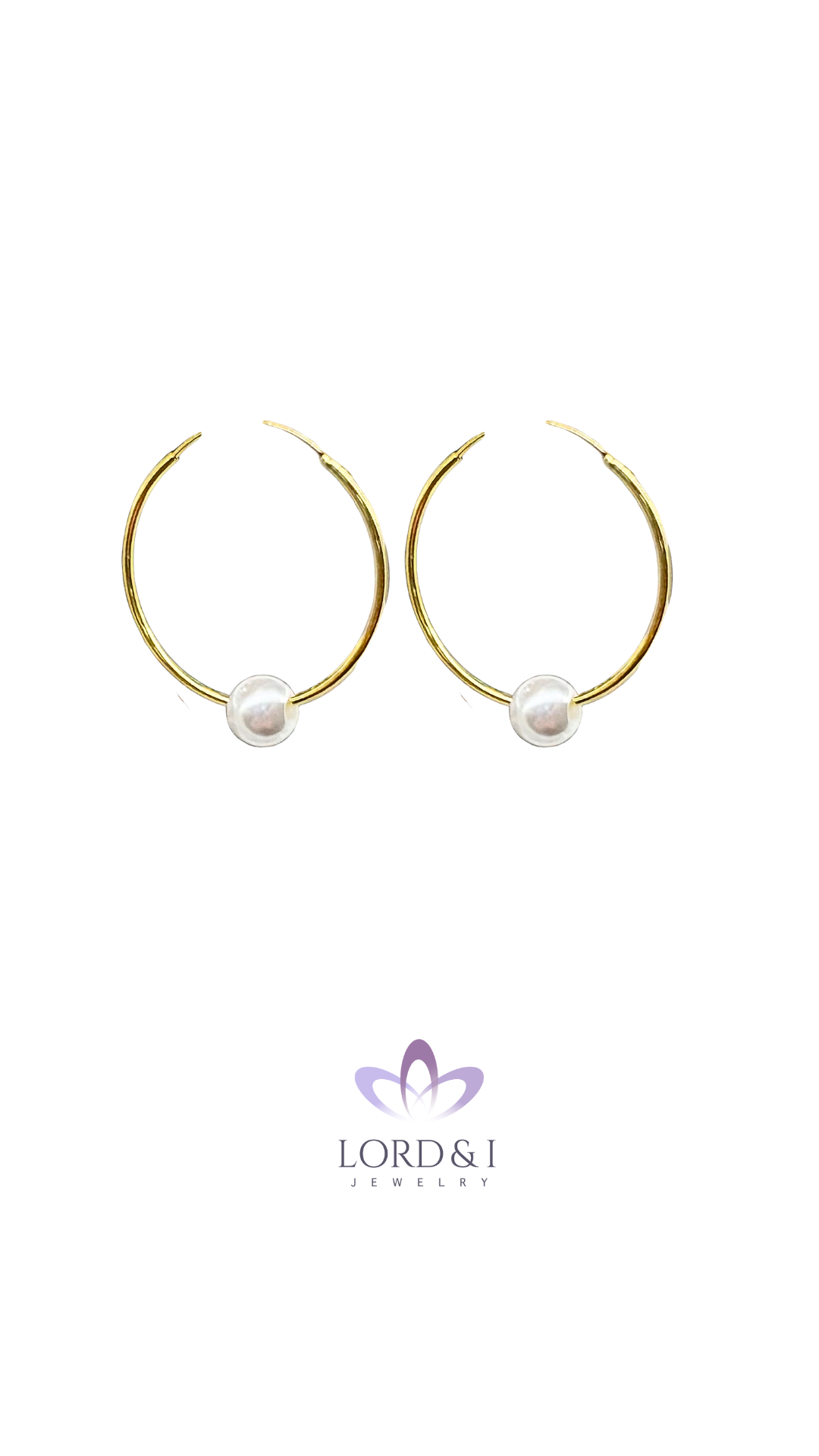 Argollas 25mm de diámetro con perla