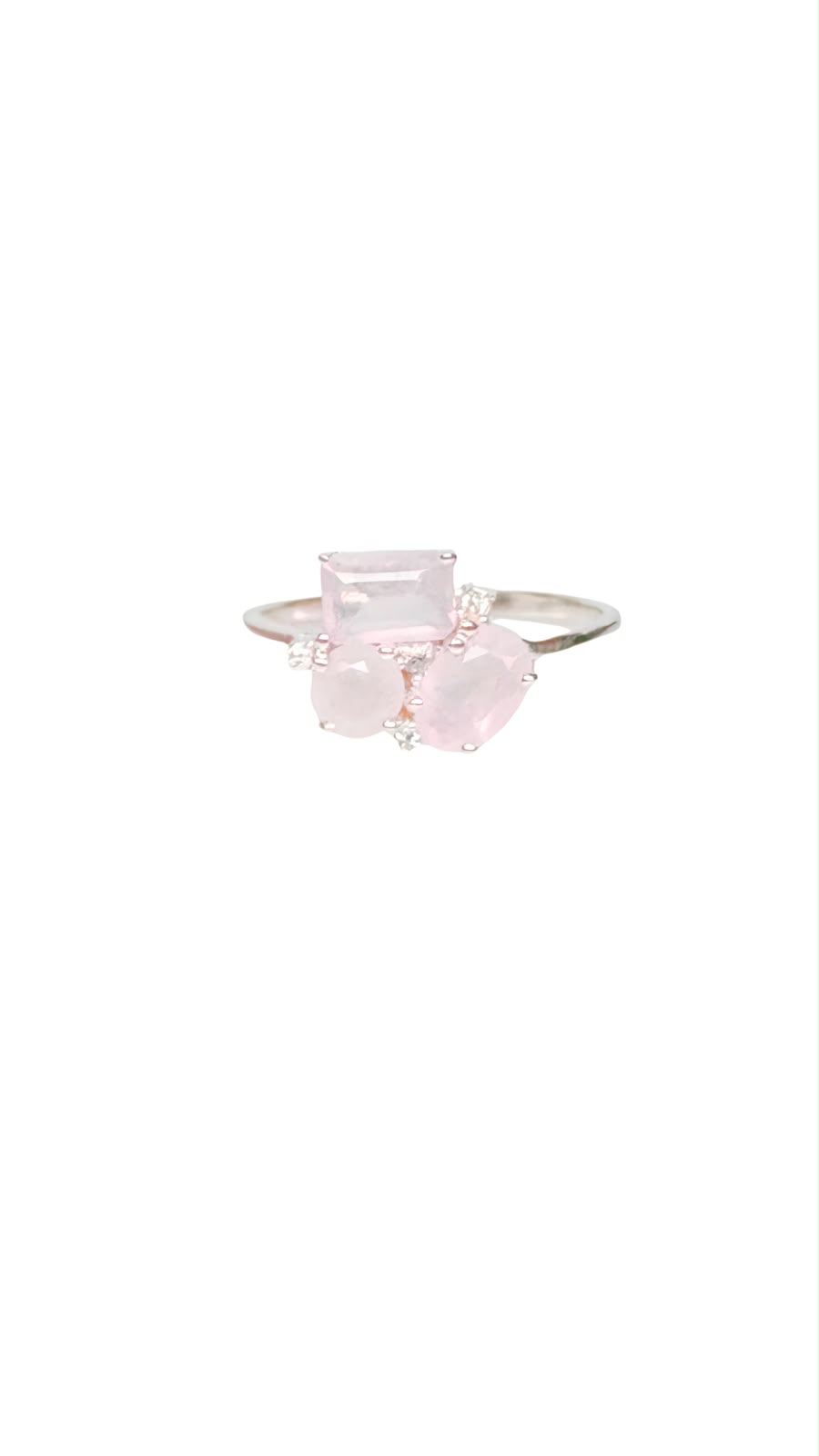 Anillo de Cuarzos rosados talla 7 y medio