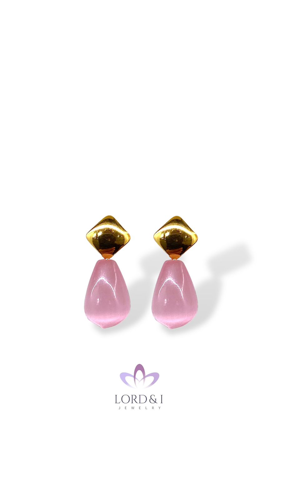Aretes gota rosada