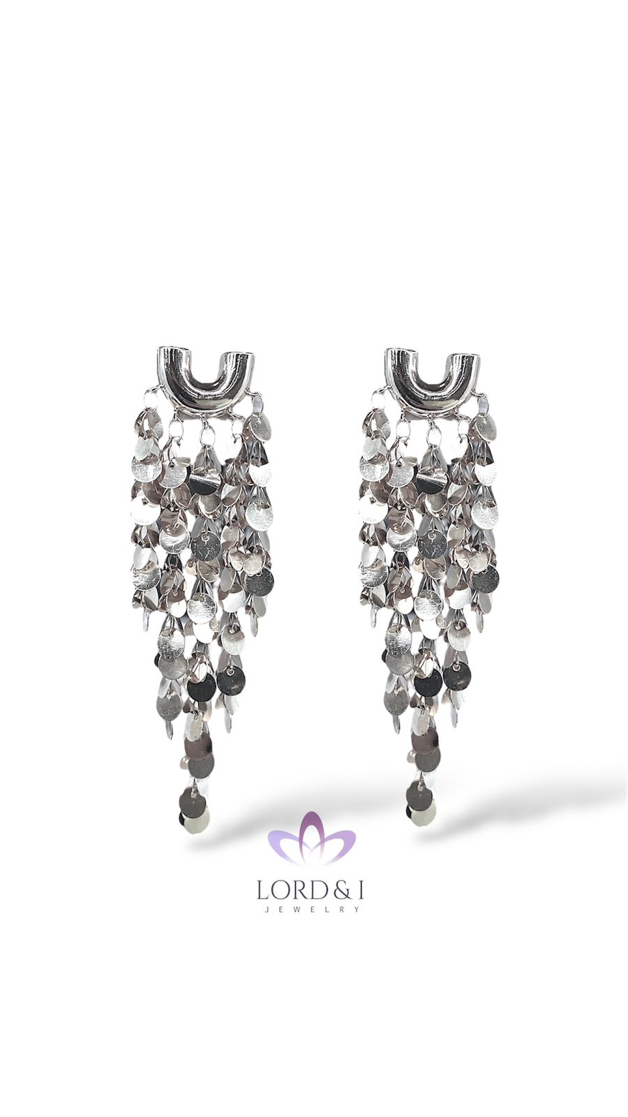 Aretes cascada plateados