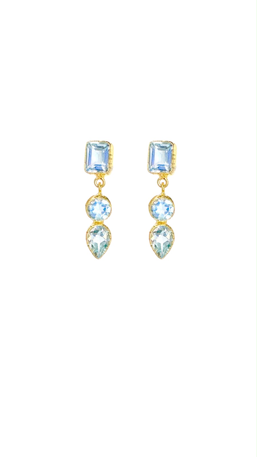Aretes con gema Topacio celeste