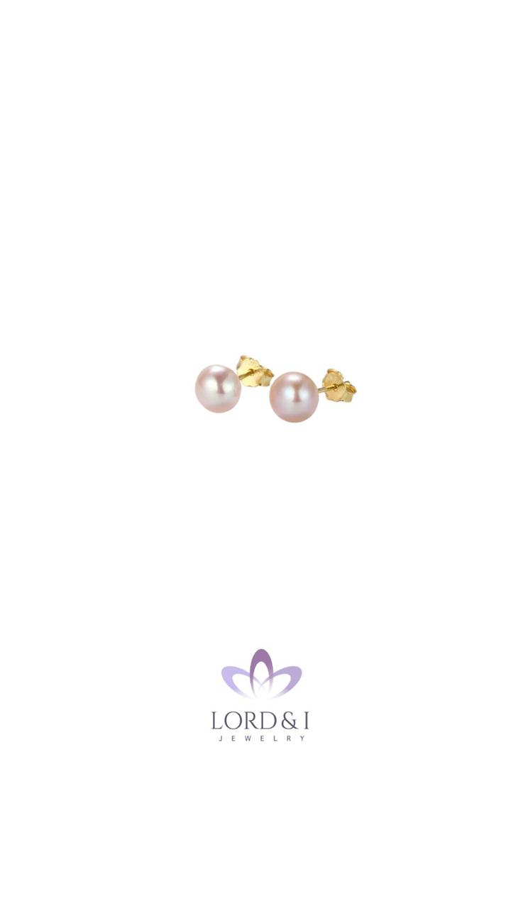 Aretes de perla rosada