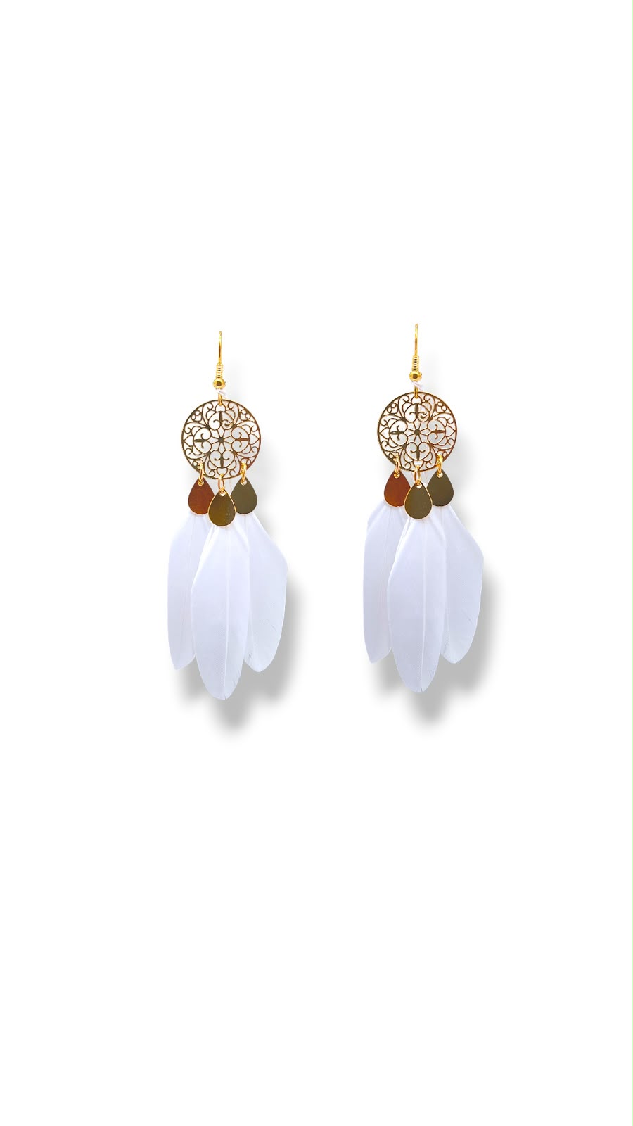 Aretes diseño bohemio con plumas