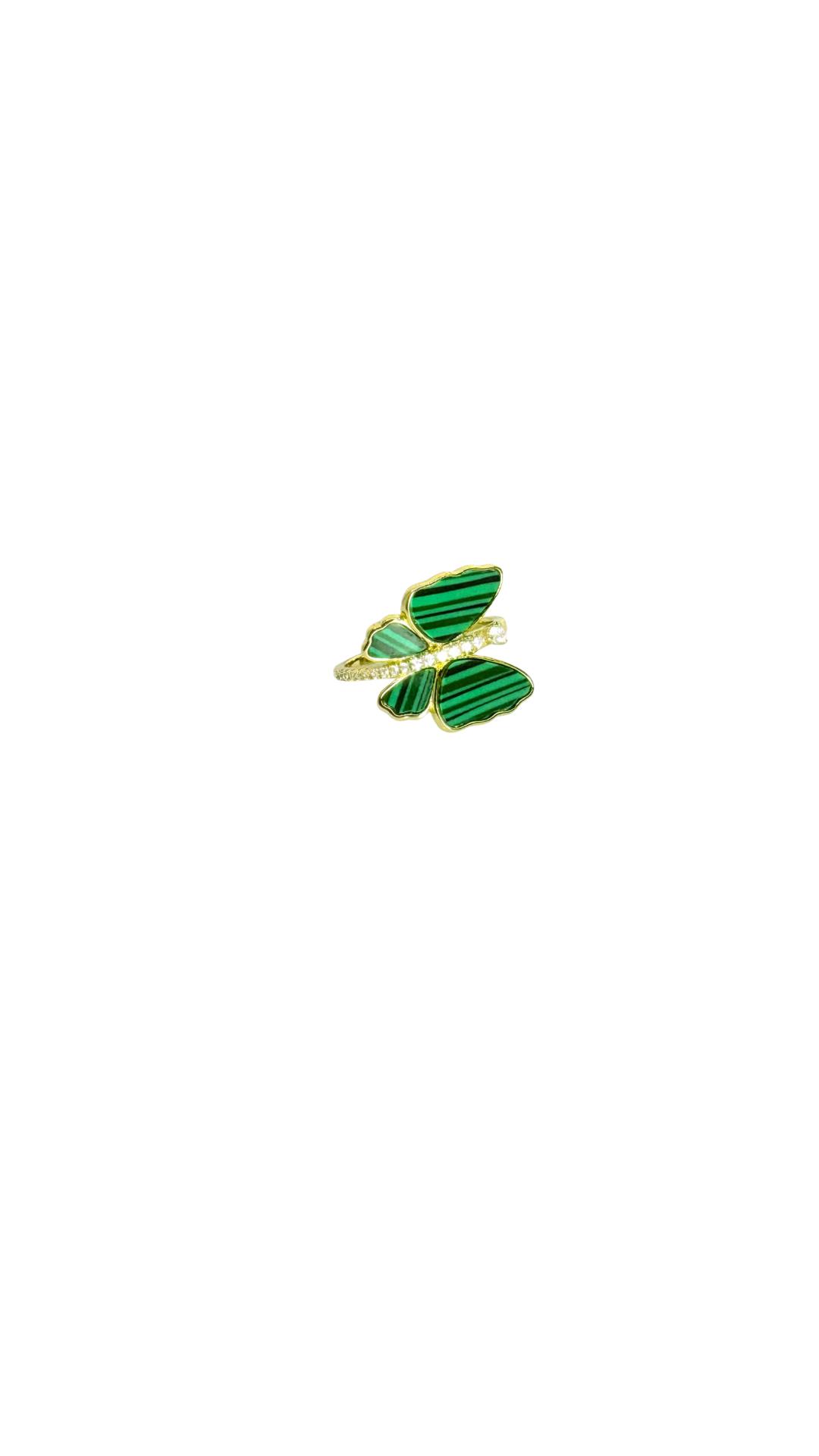 Anillo diseño mariposa con gema Ónix