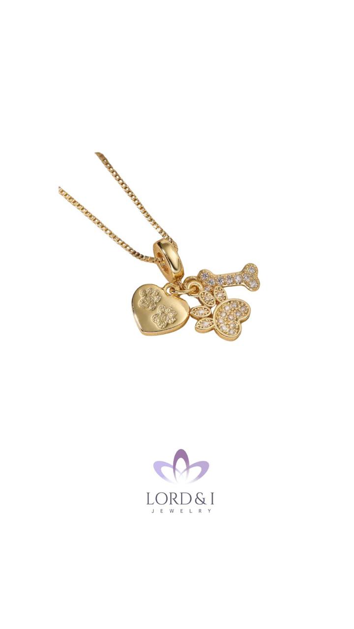 Cadena con colgante de huella y hueso