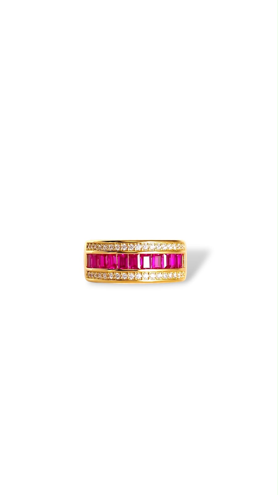 Anillo arco baguettes rojos
